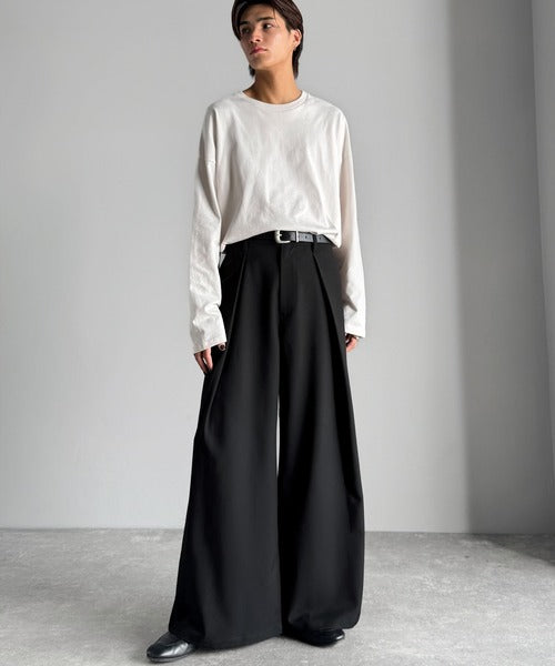 【Classical Origin】「袴型立体シルエット。」インタックワイドフレアスラックス／In-Tuck Design Wide Flared Pants co1150055