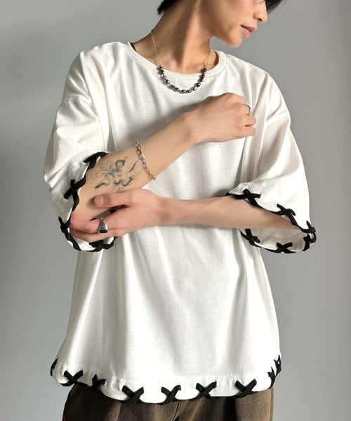 トレンドライクなゆるシルエット。【メンズ】ステッチデザインTシャツ（半袖） cm1010407