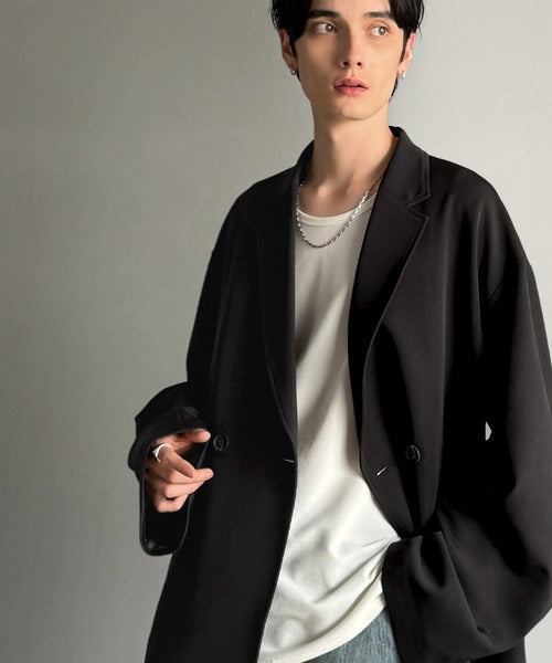 【Classical Origin】「大人の風格。」ダブルテーラードオーバーサイズジャケット/Double-breasted tailored oversized jacket ao1070184
