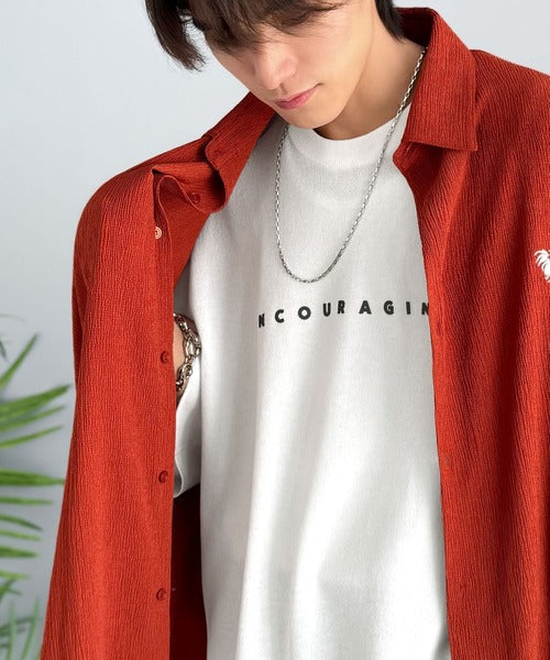 《JaVaジャバコラボ》Tシャツにはない品格を。ロゴプリントオーバーサイズサマーニットプルオーバー jm1050364