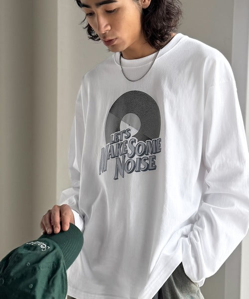 《JaVaジャバコラボ》「前後抜かりなし。」綿100%レコード盤レトロツアーロゴTシャツ（長袖） jo1150065