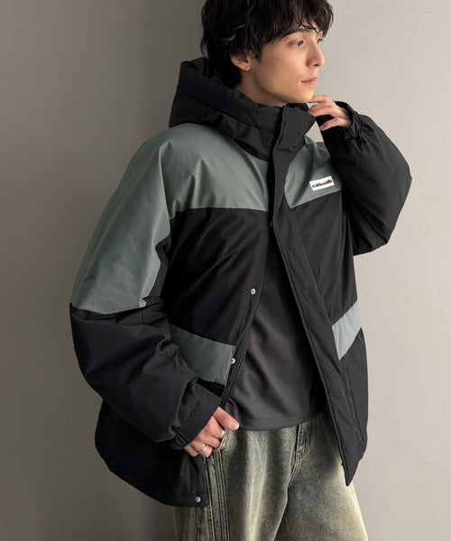 【防風・撥水・防汚機能付き】《JaVaジャバコラボ》マルチファンクション異素材切り替えオーバーサイズ中綿フーディジャケット jo0780023