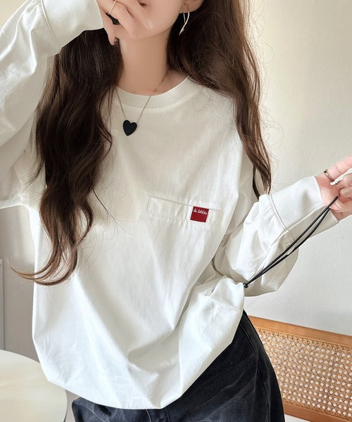 《JaVa ジャバコラボ》シンプルなのに格上げ。綿100％シルケット素材裾ドロストオーバーサイズTシャツ（長袖） jv1050408