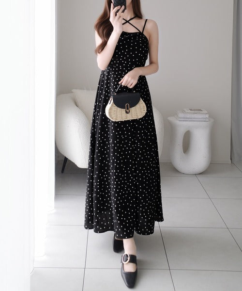 【mily bilet】上品さと抜け感をひとまとめに。ドットキャミワンピプラスノースリジャケットセット（2点セット） mi1139100