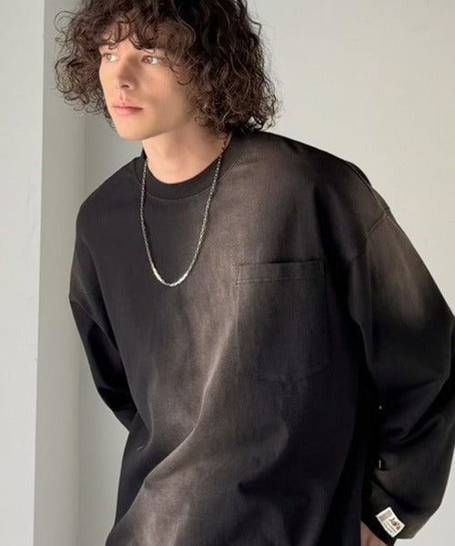 《JaVaジャバコラボ》垢抜け！大人のストリートstyleを作る。綿100％スプレーダイオーバーサイズTシャツ（長袖） jm1020358