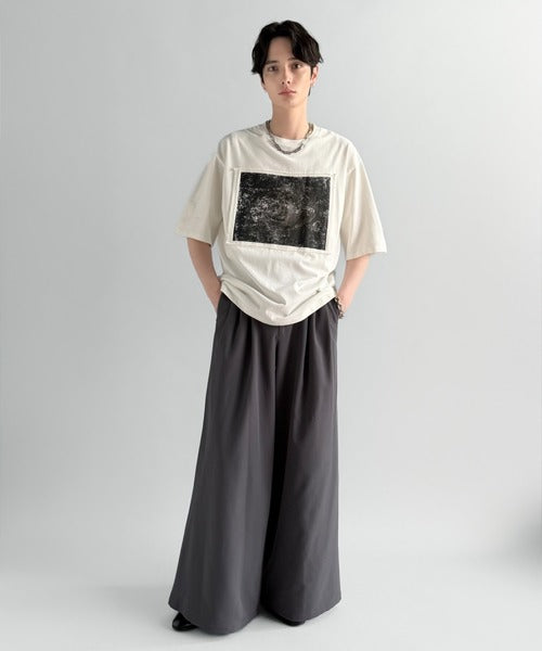 「オリジナリティ。」ピグメント加工ダブルレイヤーデザインプリントTシャツ／Pigment-Dyed Double-Layered Design Print T-Shirt co1010002