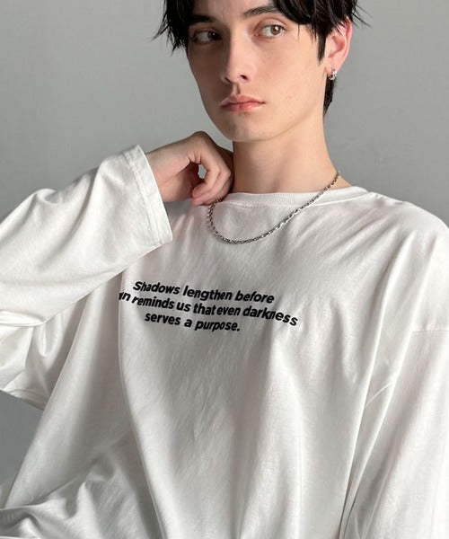 【classical origin】「シンプルが、いい」。綿100％シルケット風シンプル英字ロゴTシャツ（長袖）/ 100％ cotton simple English letters printed logo t-shirt ao1330056