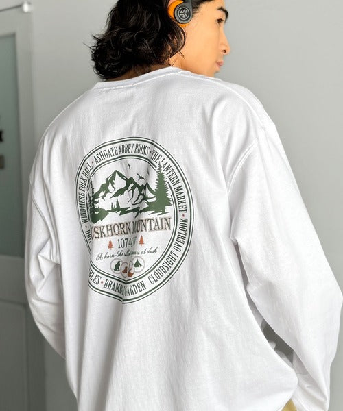 《JaVaジャバコラボ》程よいストリート感で幅広いスタイルにマッチ。 綿100%アドベンチャーマウンテンTシャツ（長袖） jo1150068