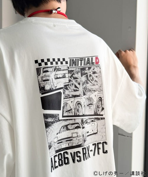 《頭文字D × JaVaコラボ》藤原拓海 vs 高橋兄弟 秋名バトルシーン グラフィック 半袖Tシャツ 【接触冷感・UVカット機能付き素材】 jo1150092