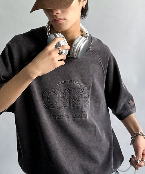 《JaVa ジャバコラボ》裾はドロストでお好みのシルエットに。ヴィンテージライクな半袖ロゴスウェット jm1029126