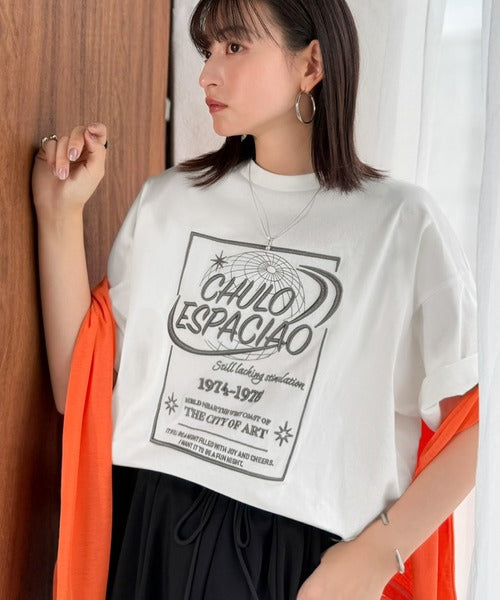 《JaVaジャバコラボ》シンプル派にも推したい！綿100％グラフィック刺繍Tシャツ（半袖） jv1050356