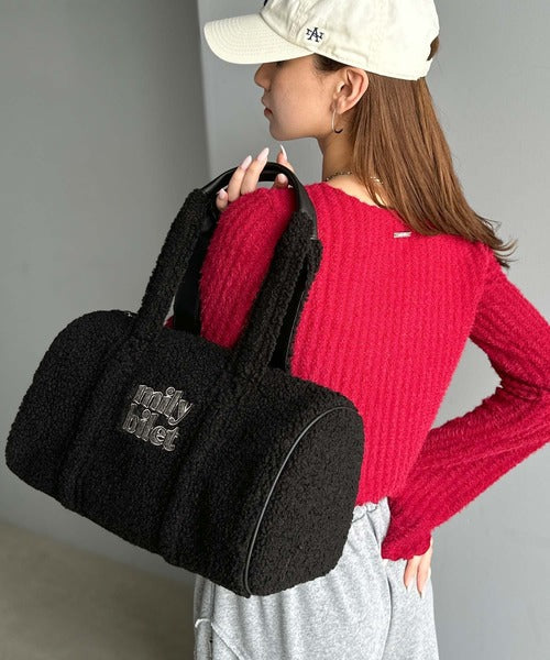 【mily bilet】ふわもこ感がたまらない主役バッグ♪ロゴ刺繍ボアボストンバッグ mi1179067