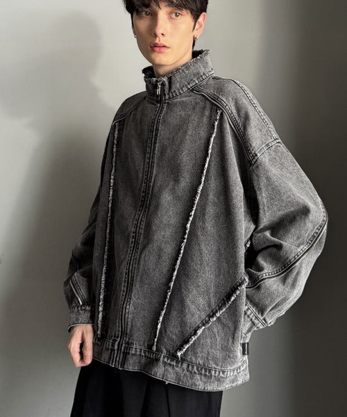 【Classical Origin】「都会的スタイル。」綿100%ヴィンテージ加工フリンジデニムジャケット/100% cotton vintage fringe denim jacket co1010028