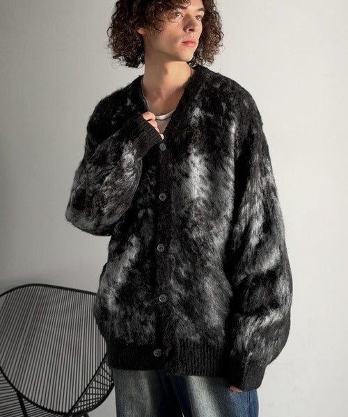 【Classical Origin】「まるで毛布。」モヘアライクシャギー素材Vネックカーディガン／Mohair-Like Shaggy Knit V-Neck Cardigan co0780003