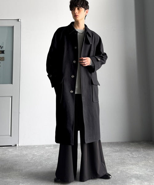 【Classical Origin】「上品さ、極まる」。ロング丈比翼2way衿ステンカラーコート／Long-length concealed 2way bal collar coat ao1265006