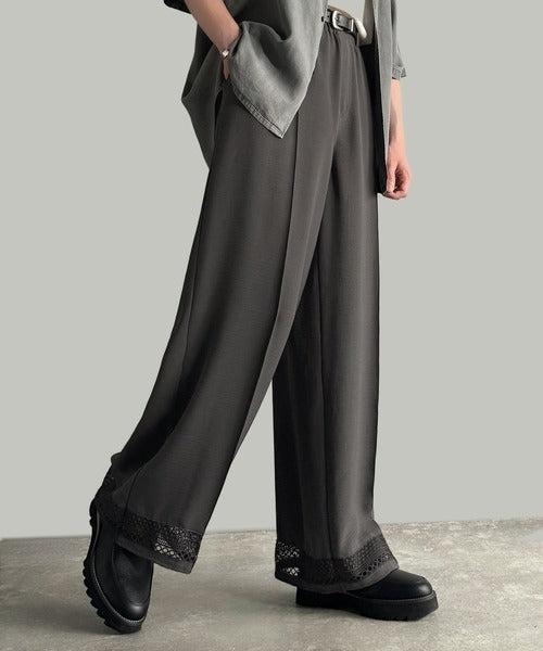「キレイめ×抜け感」裾レース切り替えリラックスイージースラックス／Lace Panel Easy Slacks co1010020