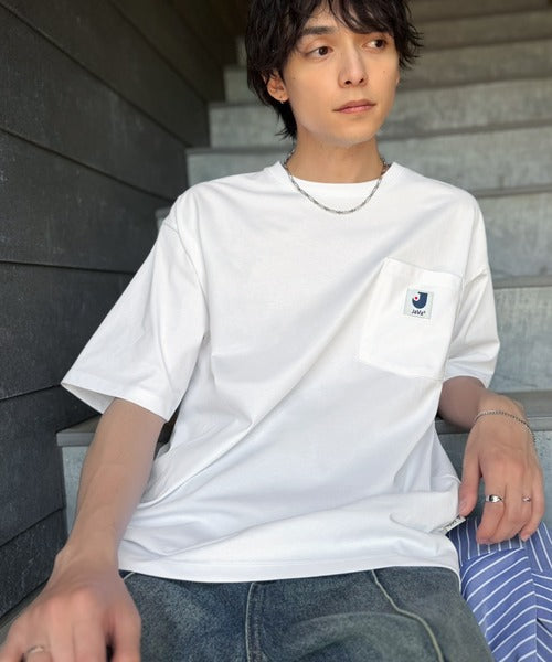 《JaVaジャバコラボ》【接触冷感・抗菌防臭機能付き】試して納得！胸ポケット付き ライトヘビーウェイト オーバーサイズTシャツ（半袖） jo1320020