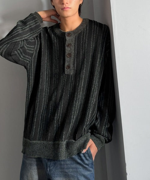 【Classical origin】ヘンリーストライプニット／Henley Striped Knit ao1020315