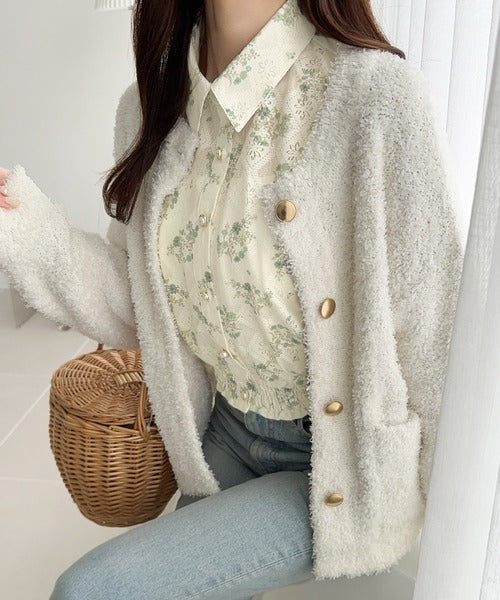 【mily bilet】スタイルアップ効果抜群♪花柄シアーレースショート丈ブラウス mi1139058