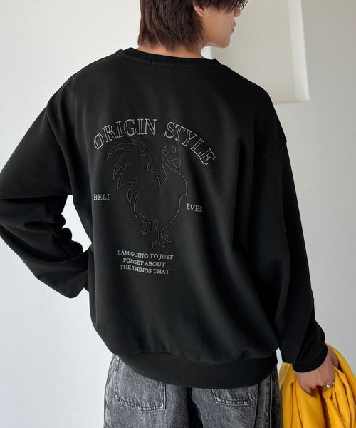 【Classical Origin】バックスタイルで魅せるベーシックな一枚。Rooster Back Embroidered Sweat Trainer／ルースターバック刺繍スウェットトレーナー co1010039
