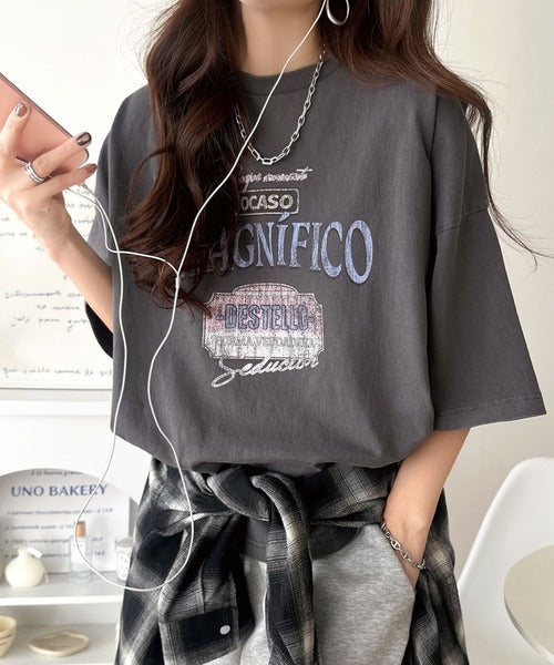 《Javaジャバコラボ》ゆるっとカジュアルに着こなす。綿100%ピグメント加工グラフィックプリントTシャツ＆ロンT(半袖)(長袖) jv1050148
