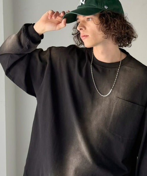 《JaVaジャバコラボ》垢抜け！大人のストリートstyleを作る。綿100％スプレーダイオーバーサイズTシャツ（長袖） jm1020358
