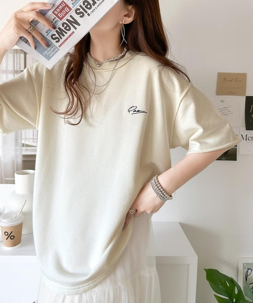袖口くるりん。ワンポイント刺繍ハーフスリーブ裏毛Tシャツ ce1260259