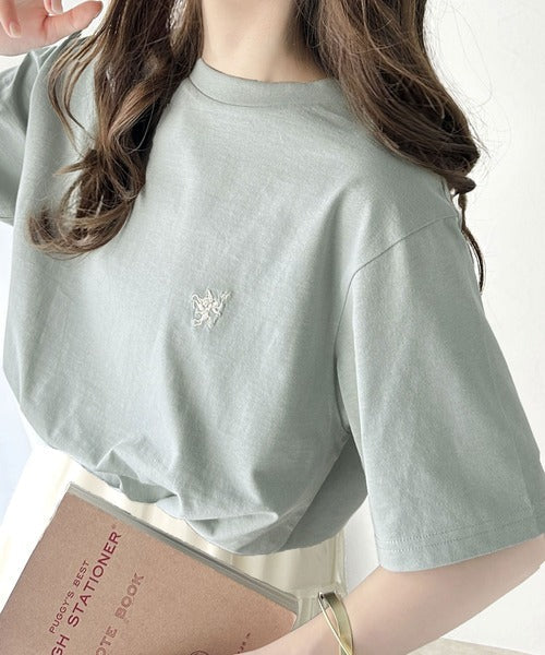 《Javaジャバコラボ》【sustaina+】大人の上級シンプル。滑らか綿100％ワンポイント刺繍Tシャツ jv1260113