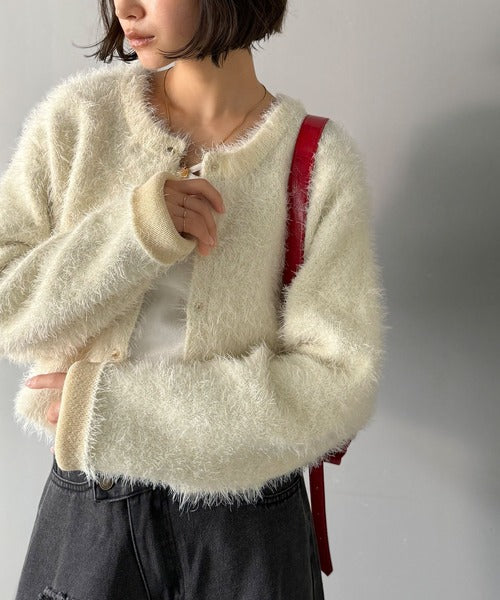 ふんわりとした優しい風合いが魅力的。前後2wayWフェイスフェザーショート丈カーディガン（長袖） ce1020283