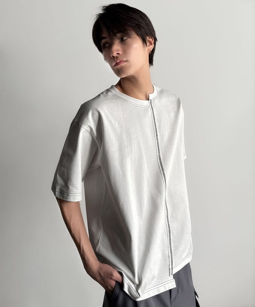 Asymmetric Stitch Design T-Shirt／アシンメトリーデザイン配色ステッチTシャツ co1150013