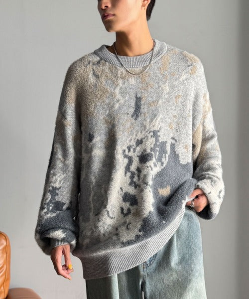 【classical origin】ニュアンス柄Wジャガードシャギーニット／Nuanced Pattern Double Jacquard Shaggy Knit ao1260497