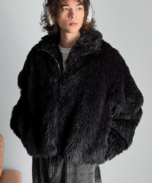 【Classical Origin】「一瞬で惹かれる。」シャギーファーショート裏配色ショートジャケット／Shaggy Faux Fur Short Jacket with Contrast Lining co1010037