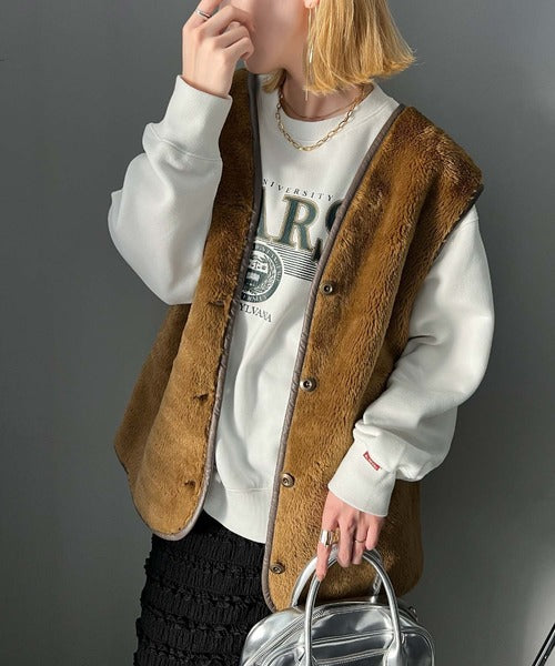 《Javaジャバコラボ》大人カジュアルスタイルに。カレッジロゴクラックプリント裏起毛スウェット jv1330003