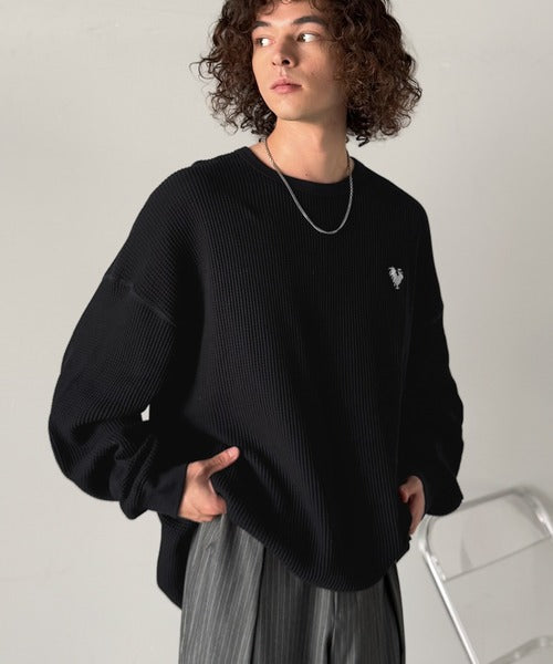 【Classical Origin】「ヘビーウェイト一択。」綿100％ワッフルクルーネックビッグTシャツ／Cotton 100% Waffle Crew Neck Big T-Shirt co0780014