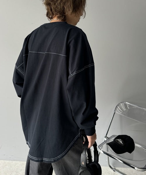 《Javaジャバコラボ》胸元javaネーム綿100%長袖フットボールTシャツ jm1050131