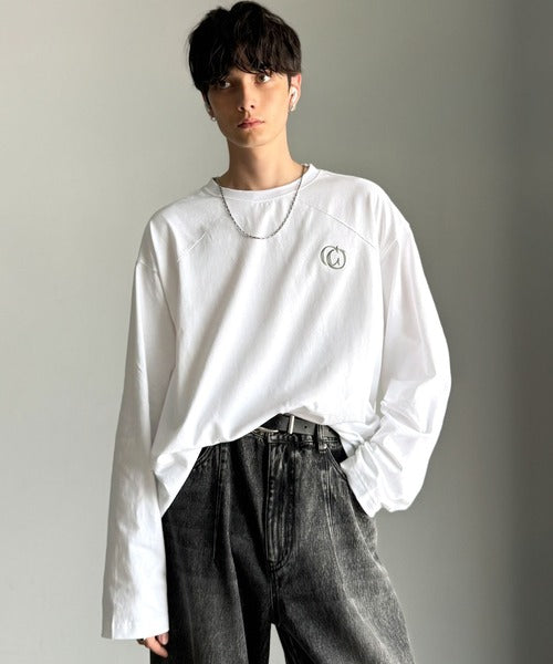 【Classical Origin】「1枚でキマる」。Dart Stitching Oversized T-Shirt／綿100％ダーツ切り替えオーバーサイズTシャツ（長袖） co1150037