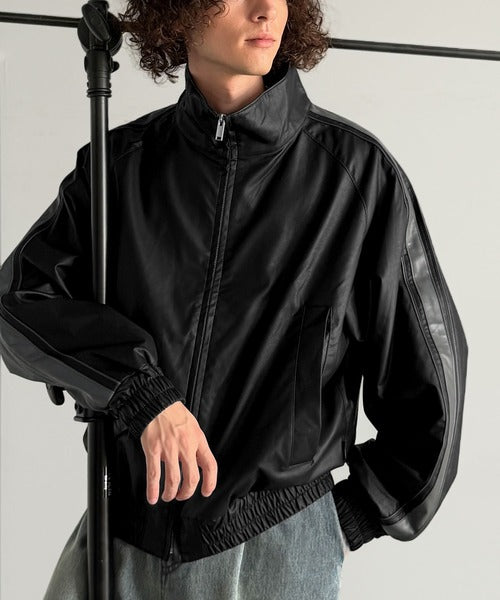 【Classical Origin】High-Neck Leather Track Jacket／ハイネックレザートラックジャケット co1150040