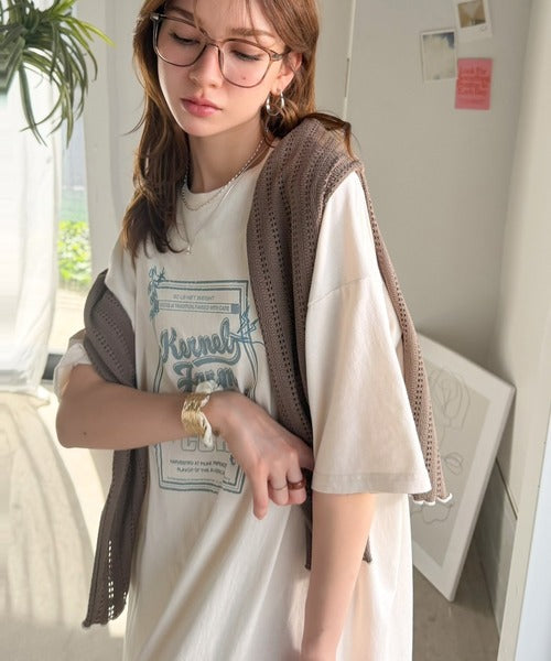 《JaVa ジャバコラボ》ゆるっと１枚コーデの主役♪綿100%ヴィンテージプリント半袖刺繍ワンピース jv1260623