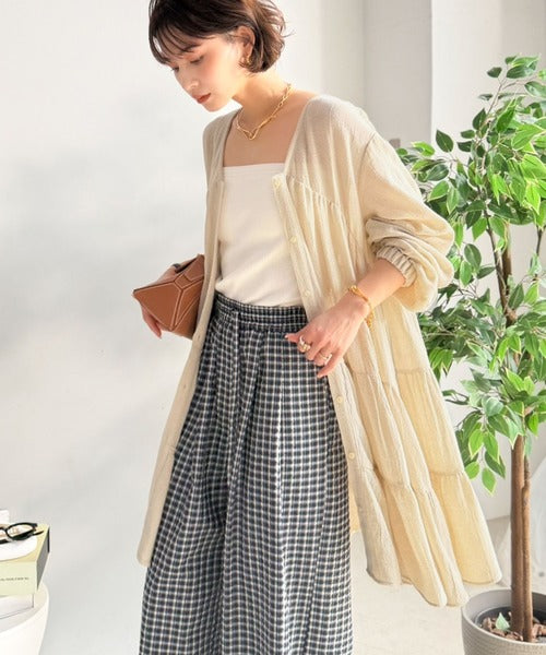 【Classical Evon】華やかさと体型カバーを両立する、着回し抜群な1枚。前後2wayパナマ風ティアードチュニック（長袖） ev1010591
