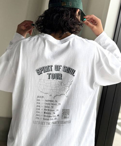 《JaVaジャバコラボ》「前後抜かりなし。」綿100%レコード盤レトロツアーロゴTシャツ（長袖） jo1150065
