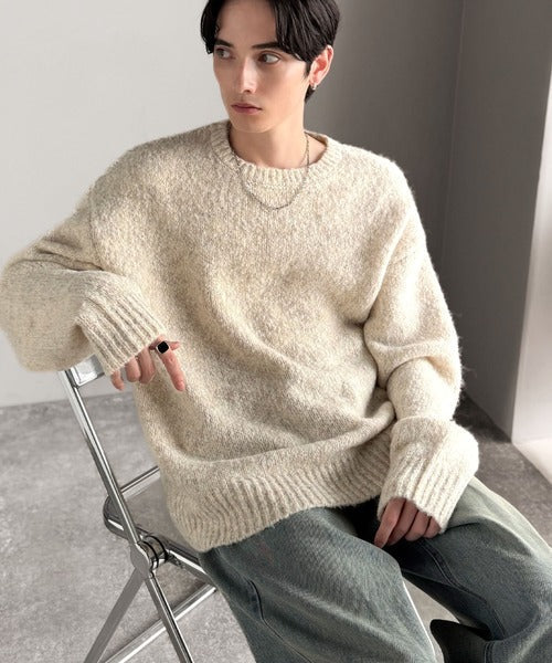 【Classical Origin】「深みのある大人に。」クルーネックミックスカラー糸ニット（長袖）/Crew neck mixed color knit ao1020308
