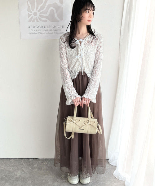 【mily bilet】トレンドが華やか♪花柄レースリボンカーディガン mi1019074