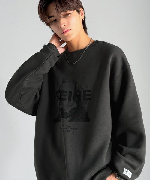 【Classical Origin】肖像画裏起毛スウェット／Face Art Fleece Sweatshirt ao1330042
