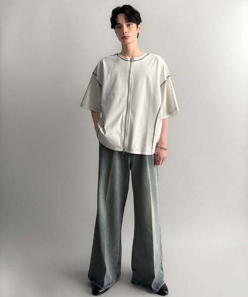 【Classical Origin】「1枚でも羽織でも。」インサイドアウト仕様2wayダブルジップTシャツ／Inside-Out Oversized Double-Zip 2way T-Shirt co1150018