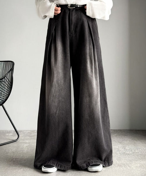 【Classical Origin】「Aライン即完成。」変形3タックスーパーワイドデニム／Unique Three-Tuck Super Wide Denim co0900005