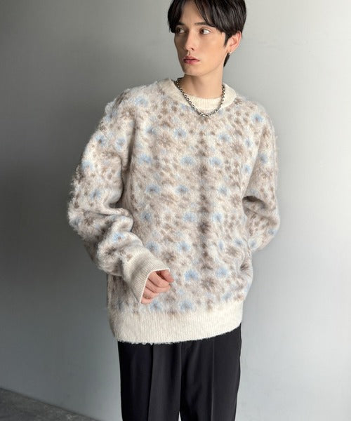 【classical origin】「ヴィンテージな存在感。」アンティークラグモチーフ柄ニットトップス（長袖）/Antique rug motif patterned knit ao1260469