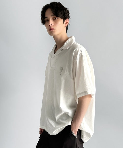 Cotton100%  Ripstop Open Collar Pullover Shirt／コットン100％リップストップ素材オープンカラープルオーバーシャツ co1150012