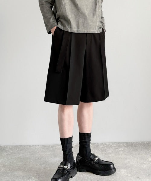 「涼やか上品。」ベルト付きルーズシルエットショートスラックス／Belted Design Loose Silhouette Short Slacks co1150020