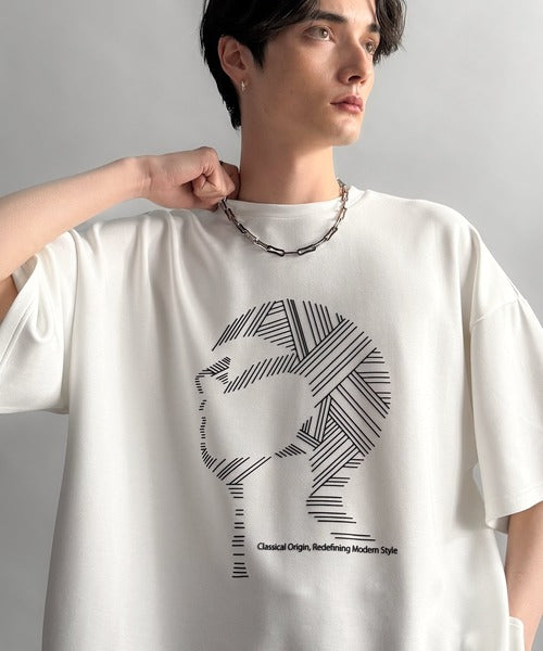 「視線を独り占め。」フェイスグラフィックオーバーサイズTシャツ／Face Graphic Oversized Double-Knit T-Shirt co1010006