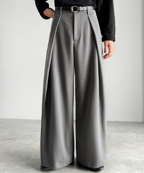 【Classical Origin】「袴型立体シルエット。」インタックワイドフレアスラックス／In-Tuck Design Wide Flared Pants co1150055